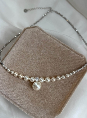 渐变仿碎银子珍珠项链女2026新款
