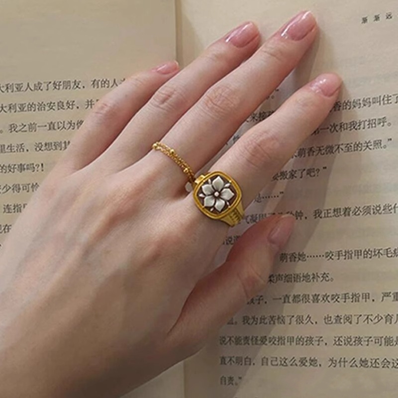 雕花小方块戒指女小众设计中古风
