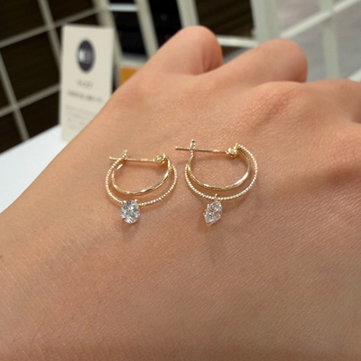 前后戴双环水滴耳钉高级感耳环女