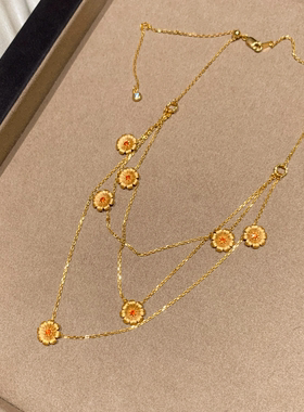 小雏菊叠戴项链女轻奢小众锁骨链