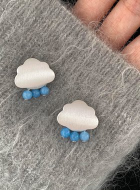 韩系云朵雨滴耳钉2026新款耳环女