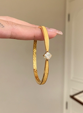 金色拉丝手镯女超闪方糖新年手饰