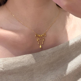 宫廷风金色水滴流苏项链女款轻奢小众2026新款新年显贵气质锁骨链