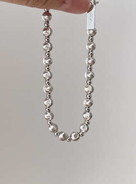 猫眼效应~拉丝银色串珠手链女款