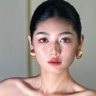 韩系ins风拉丝宽面水滴耳夹女无耳洞夸张耳环2026新款显脸小耳钉