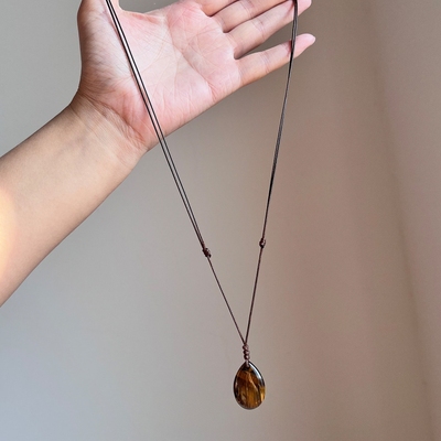 美拉德水滴吊坠项链女编织毛衣链