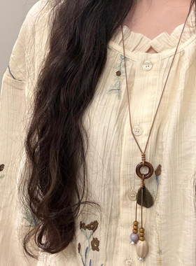 叶片圆环流苏项链女款2025新款