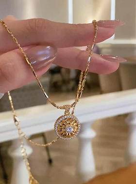 爆闪雏菊罗盘吊坠项链女2026新款