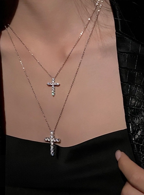 银色十字架项链小众配饰高级颈链