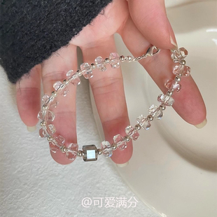 叠戴高颜值手串 夏日冰透切面仿白水晶手链女轻奢小众精致2025新款