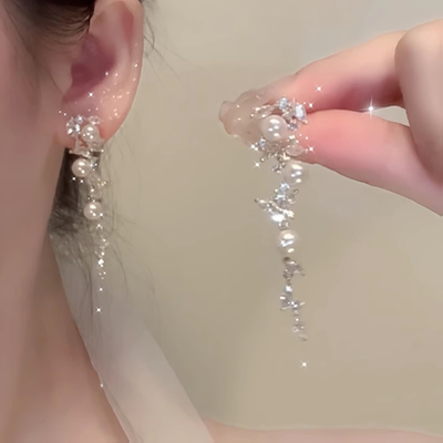 长款仿珍珠耳钉2025新款爆款耳环