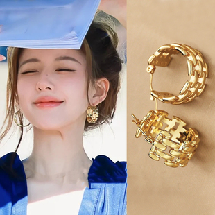 耳圈简约耳饰女 爆款 许我耀眼许妍赵露思同款 镂空链条耳环2025新款