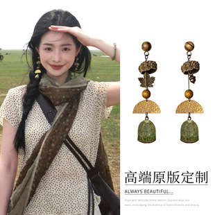 植物果实流苏耳钉2025新款爆款高级感耳环方圆脸度假民族风耳饰女