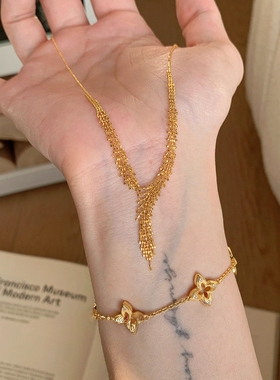 金色麦穗流苏项链女轻奢小众配饰