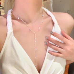 超闪满天星小铃铛流苏项链女轻奢小众高级感锁骨链秋冬毛衣链配饰