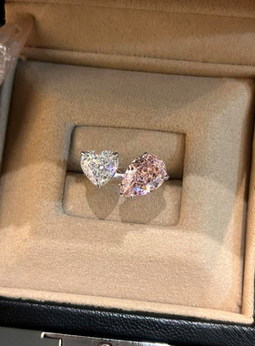 爆闪爱心水滴鸽子蛋戒指女轻奢