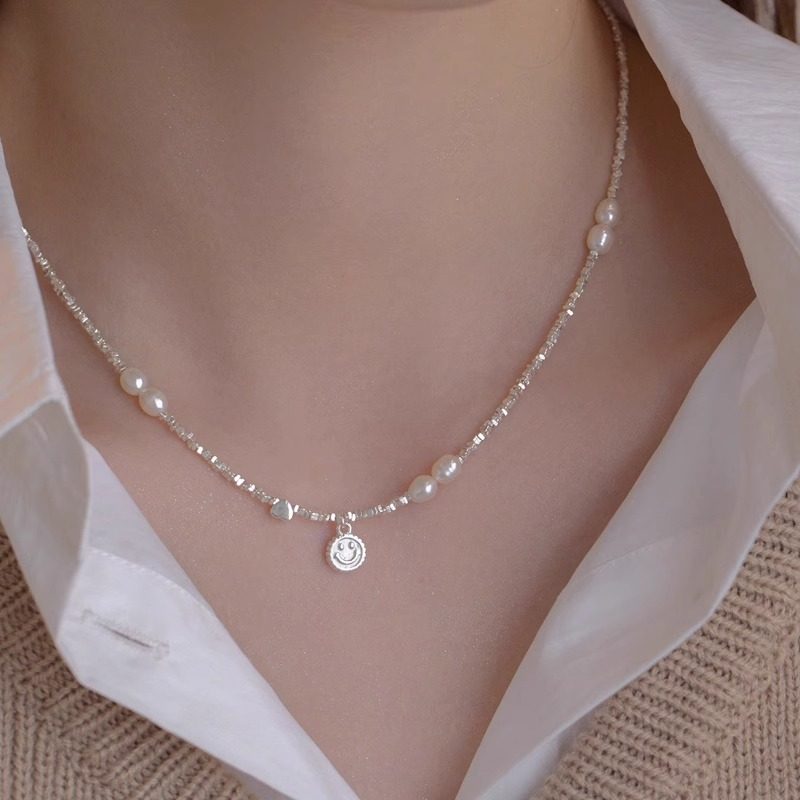 爆闪仿碎银子珍珠项链女款锁骨链
