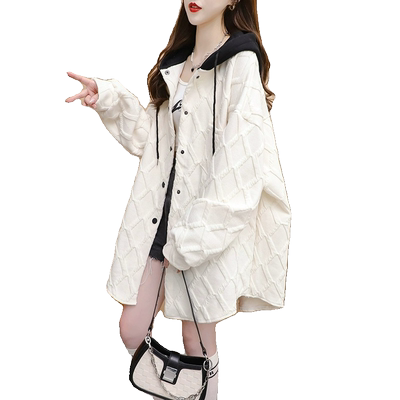 高级感开衫连帽外套女200斤秋冬