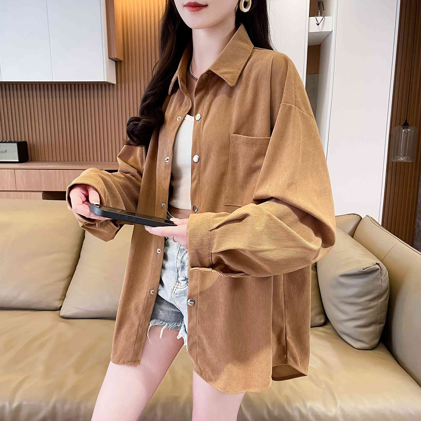 高级感轻奢衬衫外套女士大码胖mm