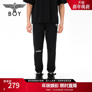 束脚卫裤 BOYLONDON春季 黑色宽松运动休闲时尚 男女同款 N15001 长裤