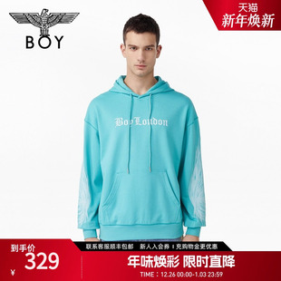 BOYLONDON春季 设计感翅膀刺绣哥特复古连帽套头卫衣N04003 情侣款