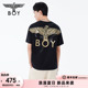 烫金老鹰logo羽毛印花T恤N01076 春夏情侣款 短袖 BOYLONDON24新品