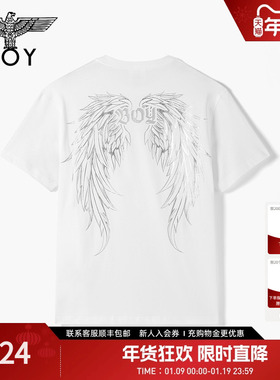 BOYLONDON休闲圆领印花潮牌白色纯棉短袖夏季男女同款T恤N01277