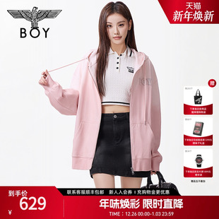 粉色渐变清新连帽开衫 情侣款 卫衣外套N06005 春季 BOYLONDON25新品