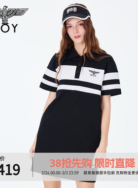 BOYLONDON春夏女士连衣裙字母条纹时尚休闲polo裙W17800