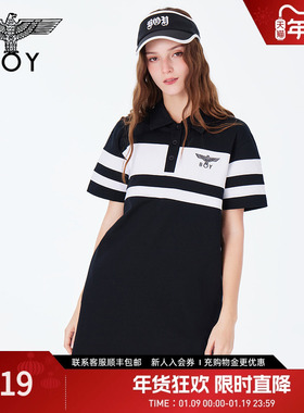 BOYLONDON春夏女士连衣裙字母条纹时尚休闲polo裙W17800