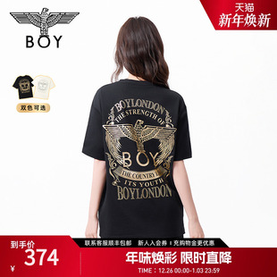 BOYLONDON春夏男女同款 T恤N01143 黑色潮牌朋克短袖