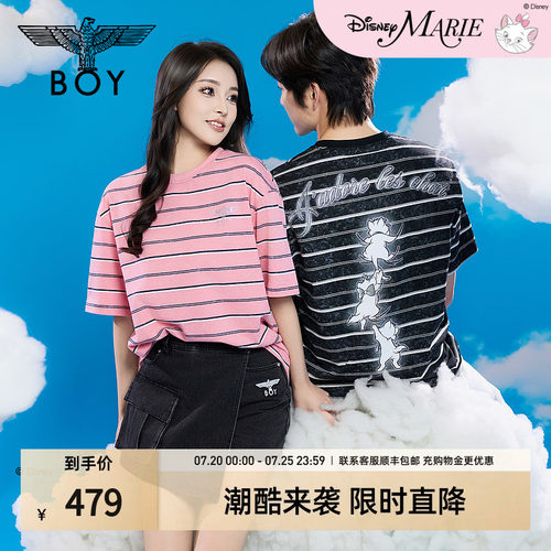 【迪士尼玛丽猫合作】BOYLONDON男女潮流撞色短袖26夏季T恤N01201