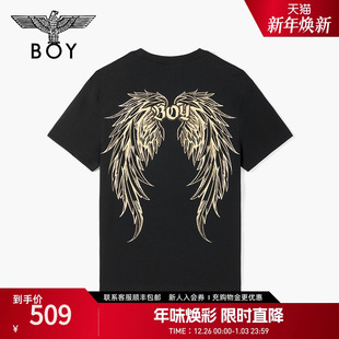 潮牌短袖 男女黑色烫钻翅膀街头时尚 T恤N01368 夏季 BOYLONDON25新款