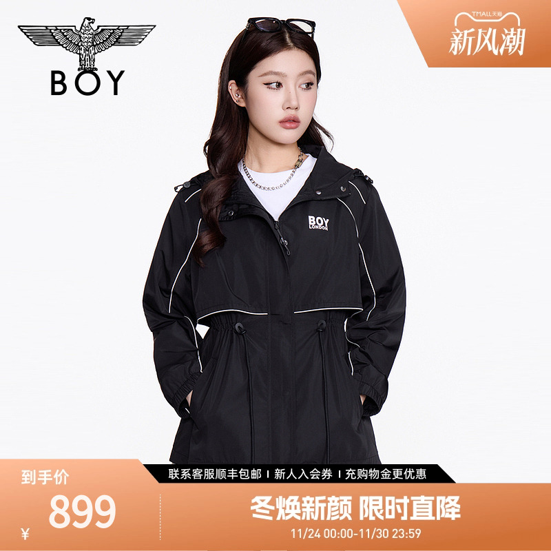 BOYLONDON2025新款秋季潮牌休闲时尚连帽拉链女士夹克外套W23063