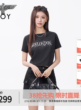 【人鱼之泪】BOYLONDON修身短款露腰甜辣短袖春夏女款T恤W01107