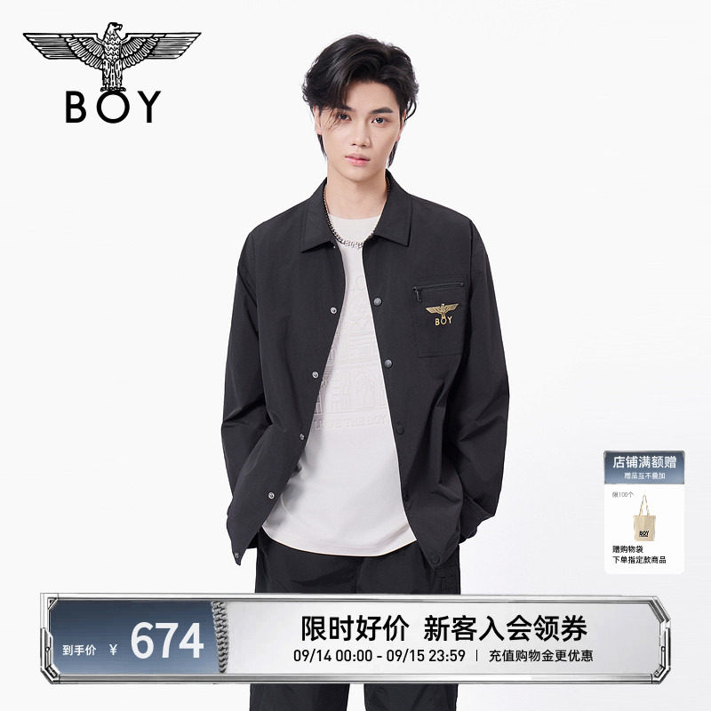 BOYLONDON经典LOGO街头风印花衬衫秋季男女同款休闲外套N21013图片
