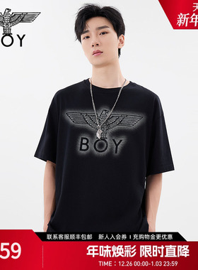 BOYLONDON男女同款短袖哥特印花宽松休闲百搭潮牌T恤N01099