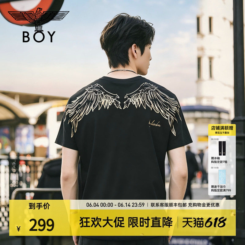 【金翼凌云】BOYLONDON翅膀美式高街潮牌26夏季男女短袖T恤N01911