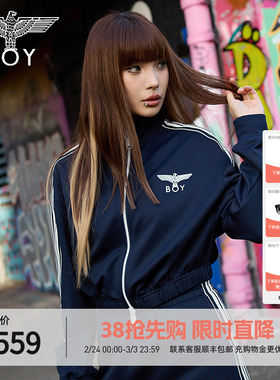 【云波海盐】BOYLONDON春季女款半高领撞色复古运动短外套W12004