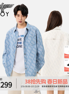 BOYLONDON字母满印牛仔衬衫2026年春季男女新款休闲外套N48001