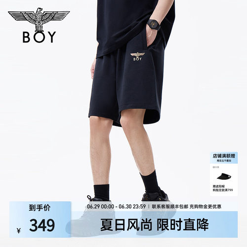 BOYLONDON夏季男女同款烫金潮牌休闲舒适短裤N13008