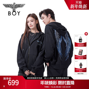 连帽休闲卫衣开衫 情侣款 BOYLONDON25春季 外套N06009 银河交响