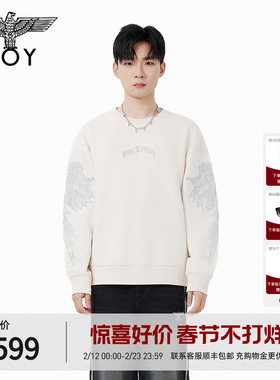 BOYLONDON春季时尚潮牌圆领套头绣花针织上衣男女同款卫衣N03056