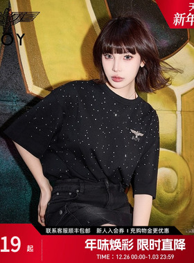 【满天星】BOYLONDON春夏男女同款短袖渐变烫钻印花时尚T恤N01107