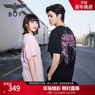 男女潮牌紫外线变色百搭短袖 BOYLONDON夏季 T恤N01925 霓虹飞鹰