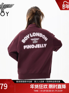【甜心果冻】BOYLONDON春季潮牌时尚POLO领半拉链男女卫衣N03026