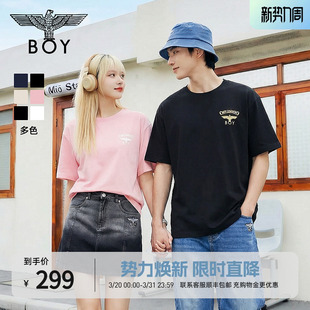 简约小logo休闲短袖 情侣款 BOYLONDON春夏季 T恤N01916 夏日金章