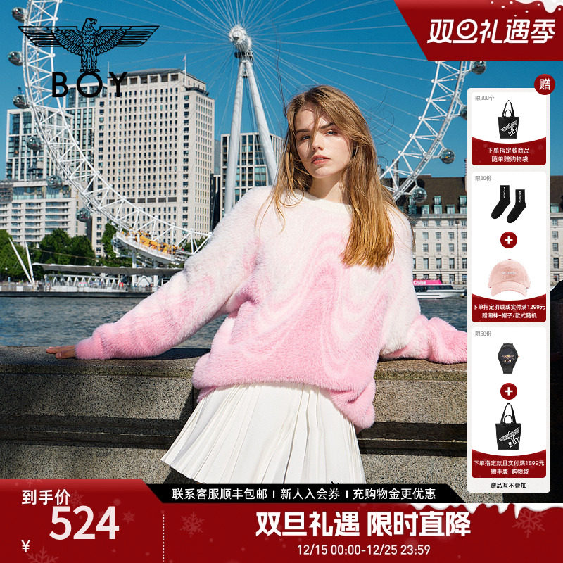 【草莓冰淇淋】BOYLONDON2025新款春季圆领长袖针织毛衣