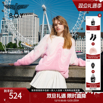 【草莓冰淇淋】BOYLONDON2025新款春季圆领长袖针织毛衣N60009