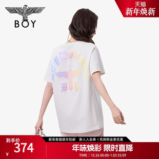 BOYLONDON春夏男女同款 T恤N01118 炫彩印花潮牌针织短袖
